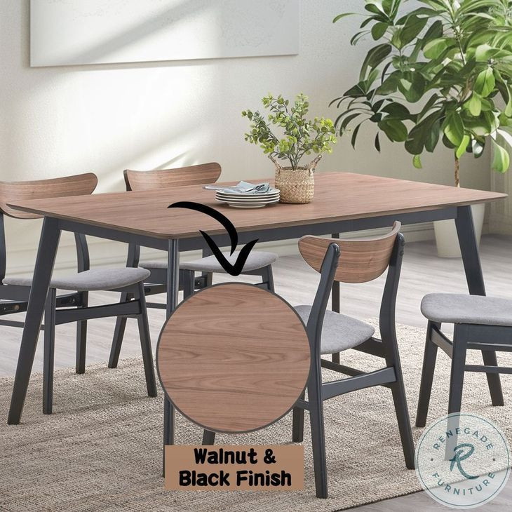 Rebi Walnut and Black 59" Rectangular Dining Table