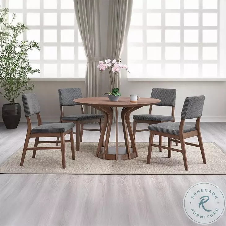 Seda Walnut Round Dining Room Set