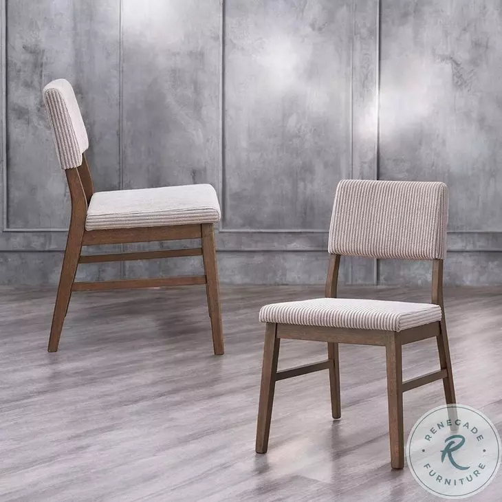 Seda Dusty Mauve Corduroy and Walnut Side Chair Set of 2