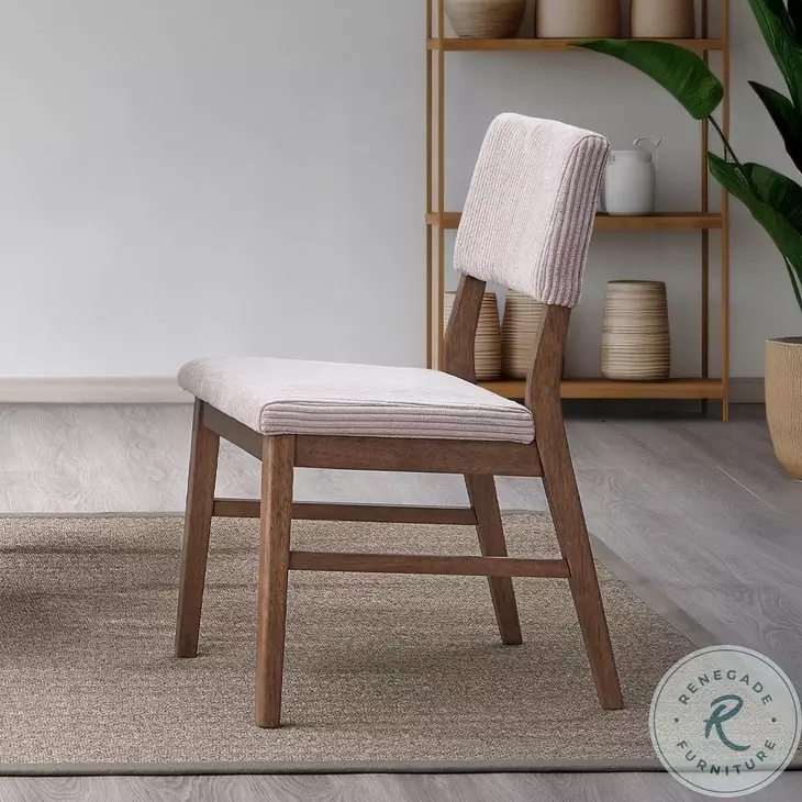 Seda Dusty Mauve Corduroy and Walnut Side Chair Set of 2