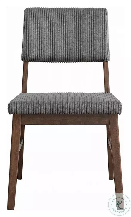 Seda Gray Corduroy and Walnut Side Chair Set of 2