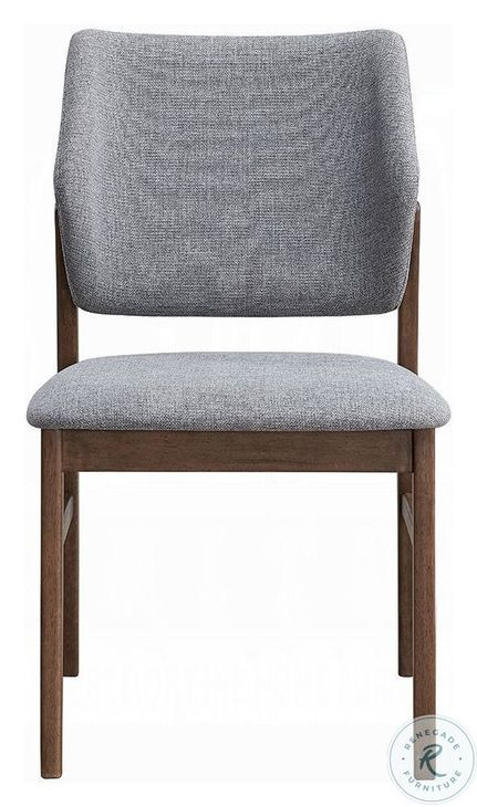 Sarha Light Gray Linen and Walnut Side Chair Set of 2