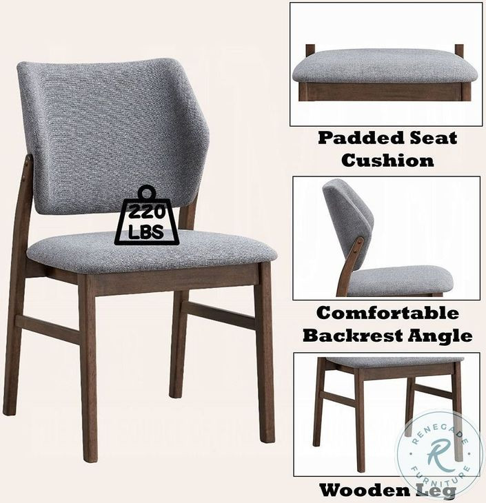 Sarha Light Gray Linen and Walnut Side Chair Set of 2