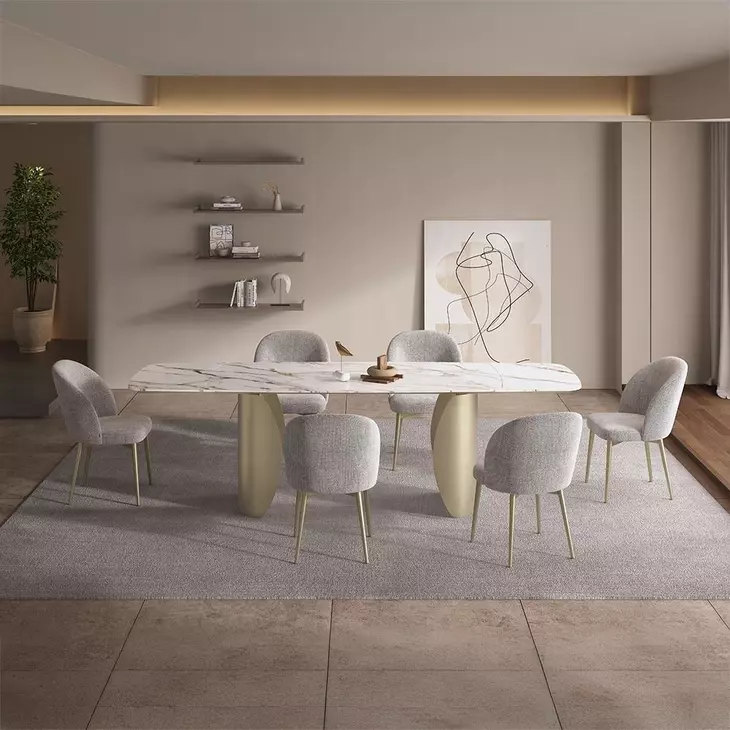 Cora White and Golden Champagne Extendable Dining Room Set