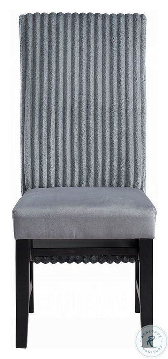 Kini Gray Corduroy and Black Side Chair Set of 2