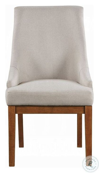 Gilsea Fabric and Brown Synthetic Leather Brown Side Chair with Nailhead Trim Set of 2