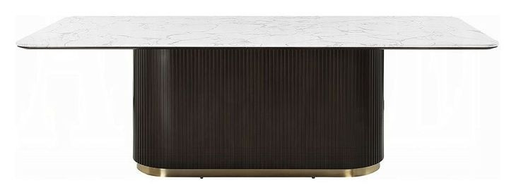 Clayten White and Espresso 95" Rectangular Marble Top Dining Table