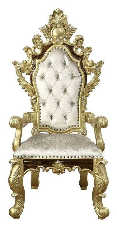 Desiderius Beige Upholstered Arm Chair with Nailhead Trim Set of 2