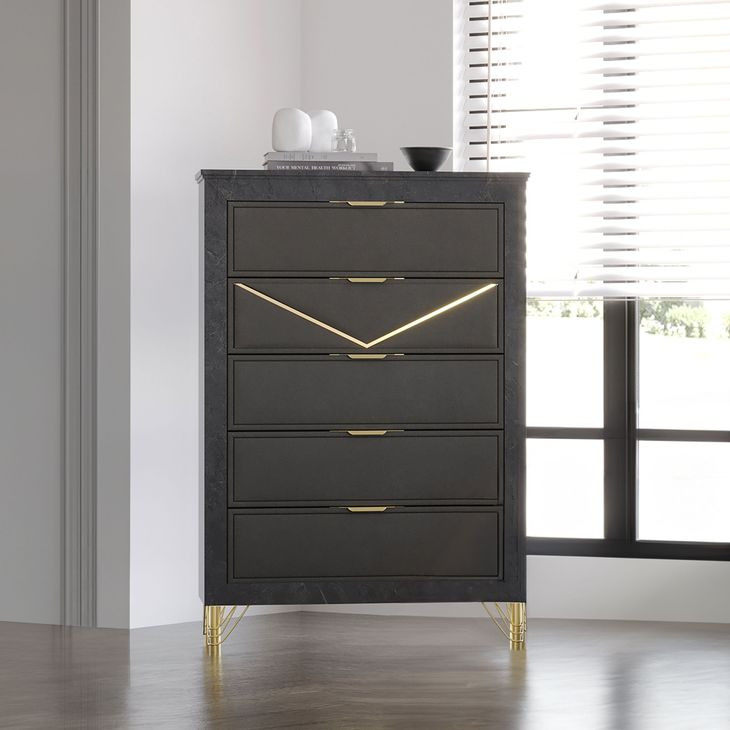 Symmetry Charcoal 5 Drawer Chest