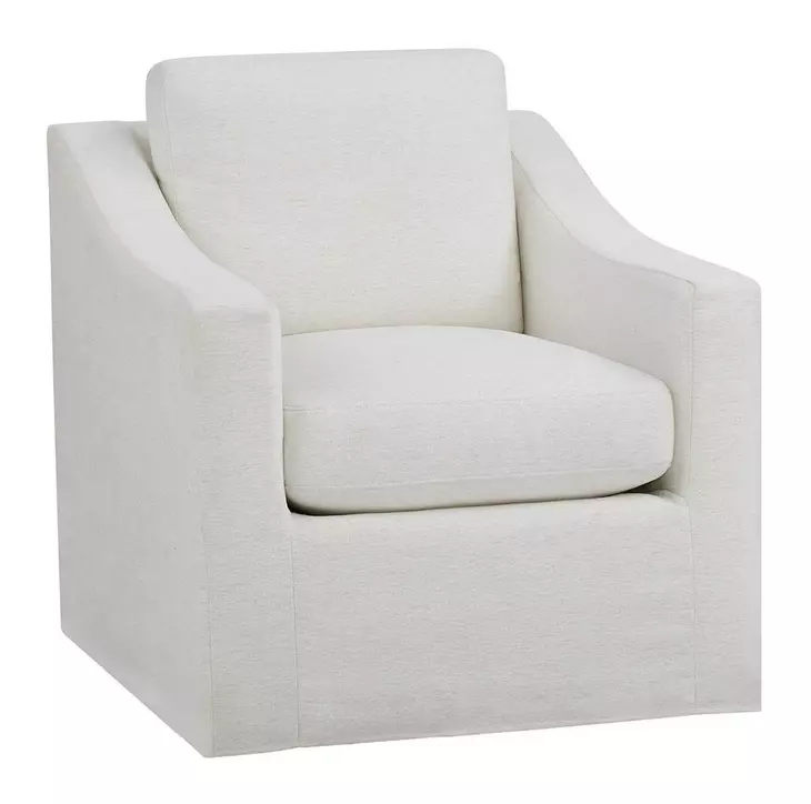 Augustine Cream Upholstered Slipcover Swivel Glider Accent Chair