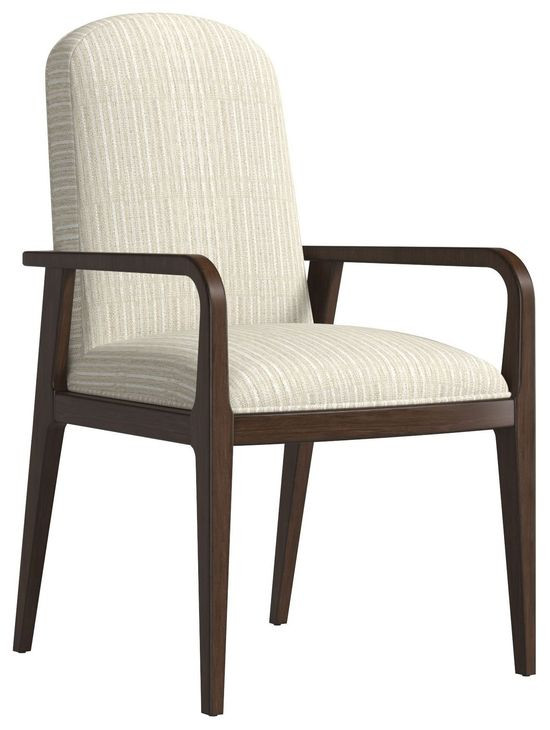 Verge Handcrafted Walnut and Beige Upholstered Arm Chair
