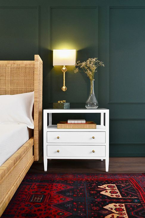 Cynthia Textured White Rectangular 2 Drawer Glass Top Side Table