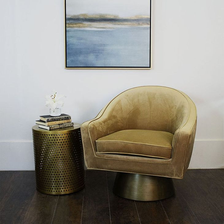 Dominic Gold and Brown Swivel Chair