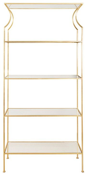 Dorothy Gold Leaf Etagere with 4 Glass Shelves