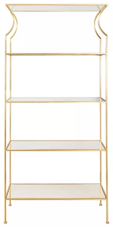 Dorothy Gold Leaf Etagere with 4 Glass Shelves