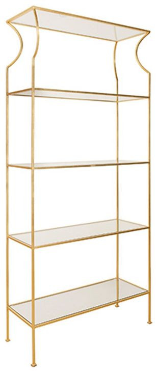 Dorothy Gold Leaf Etagere with 4 Glass Shelves