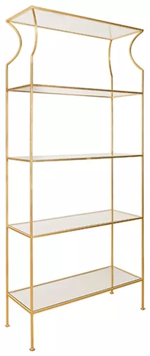 Dorothy Gold Leaf Etagere with 4 Glass Shelves