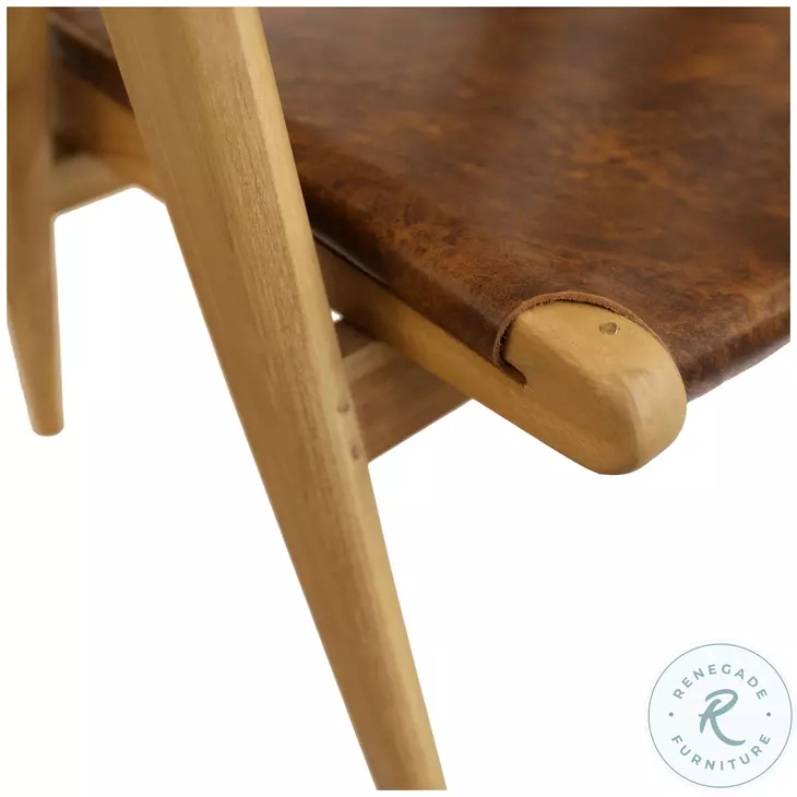 Oaklyn Natural And Antique Brown Leather Dining Chair