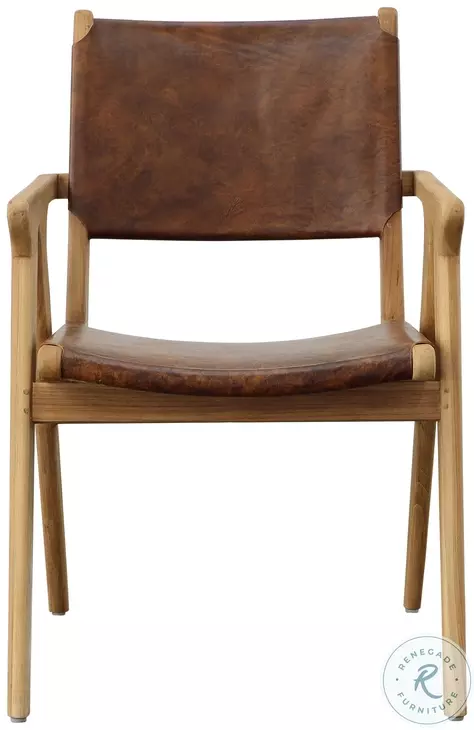 Oaklyn Natural And Antique Brown Leather Dining Chair