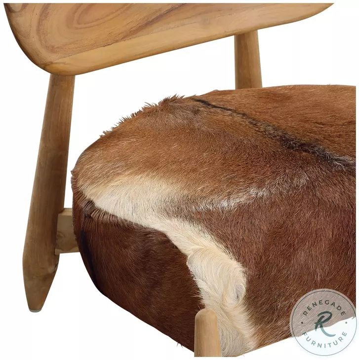 Gulee Brown And White Hide And Natural Wood Occasional Chair