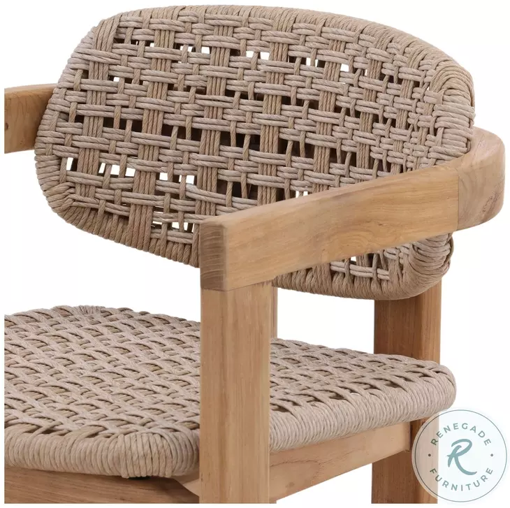 Jovit Beige And Natural Outdoor Dining Chair