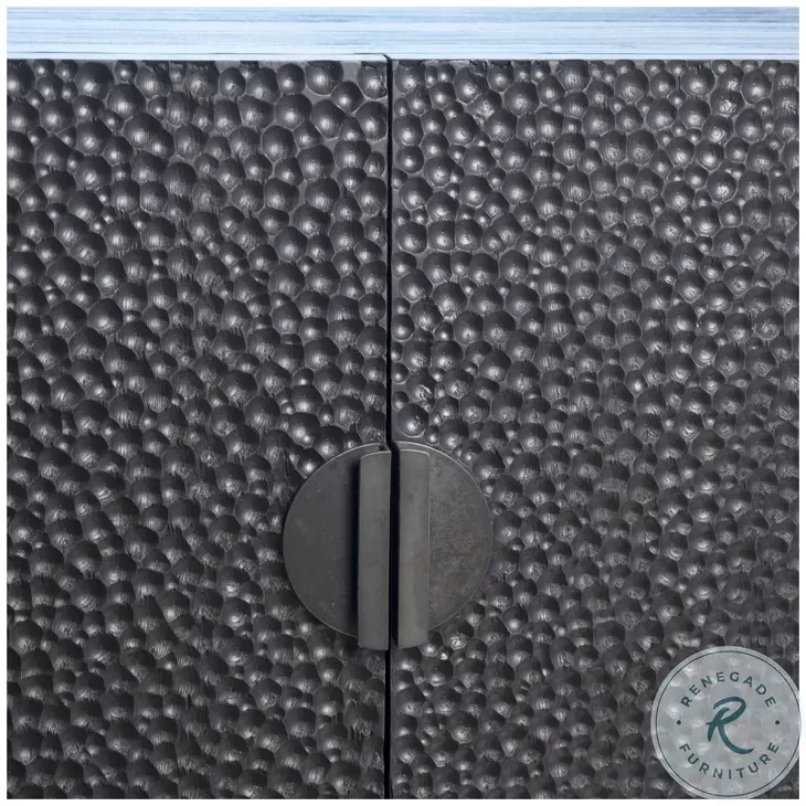 Athen Black Stained Sealed Wood And Antique Iron Sideboard