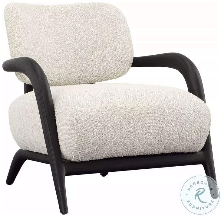 Arcon Black Wood And Ivory Boucle Upholstery Occasional Chair