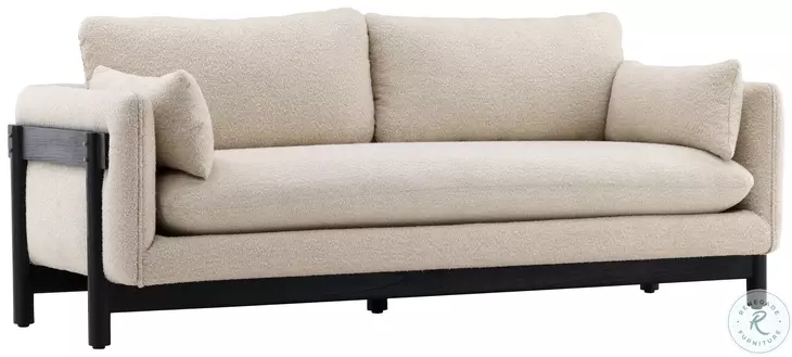 Magal Edwin Beige And Coffee Wood Sofa