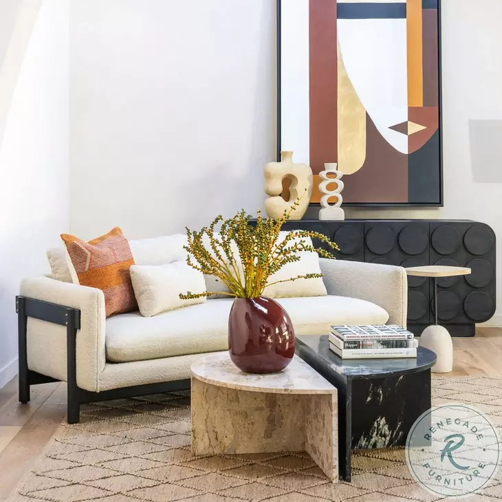 Magal Edwin Beige And Coffee Wood Sofa