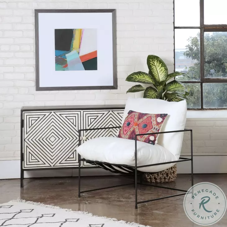 Insk White And Black Iron Occasional Chair