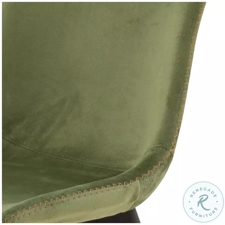 Castel Olive Green Fabric And Black Metal Legs Dining Chair