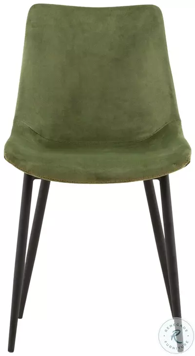 Castel Olive Green Fabric And Black Metal Legs Dining Chair