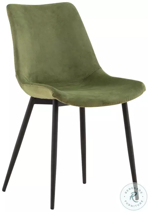 Castel Olive Green Fabric And Black Metal Legs Dining Chair