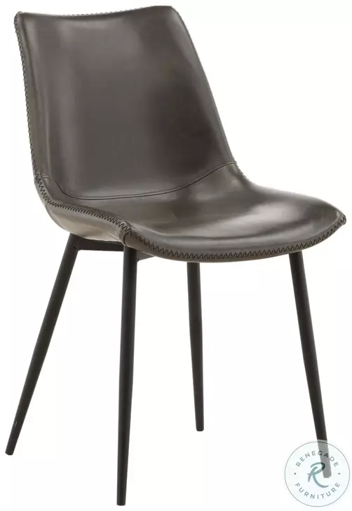 Rufin Dark Grey Upholstery And Black Metal Legs Dining Chair