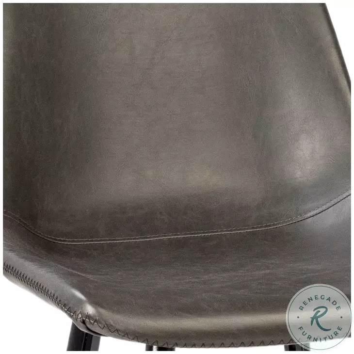 Rufin Dark Grey Upholstery And Black Metal Legs Counter Height Stool