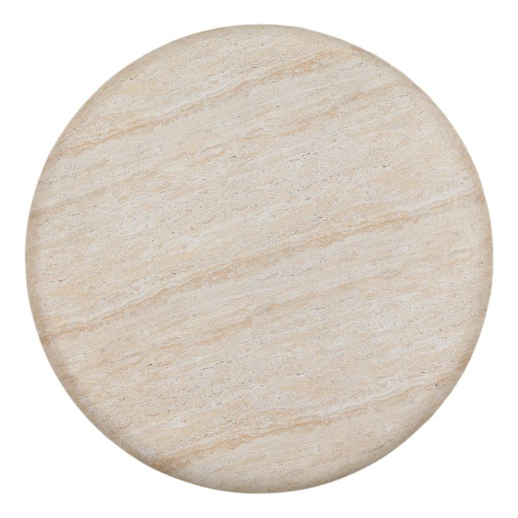 Kassia Faux Travertine Lightweight Concrete Round Outdoor Coffee Table