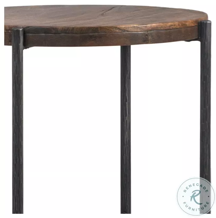 Casori Antique Medium Brown Wood And Black Iron Legs Side Table