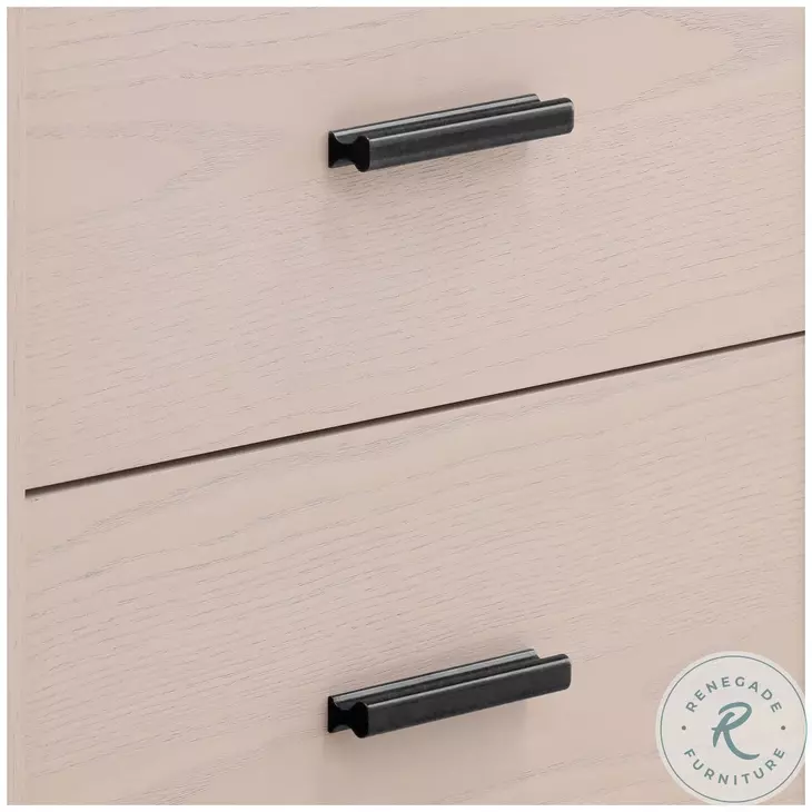 Portlan Bleach Natural And Black Handles Nightstand