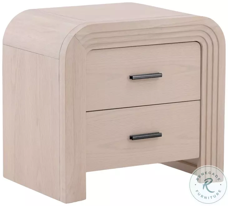 Portlan Bleach Natural And Black Handles Nightstand