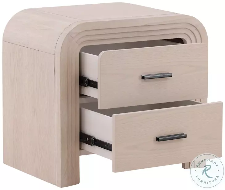 Portlan Bleach Natural And Black Handles Nightstand