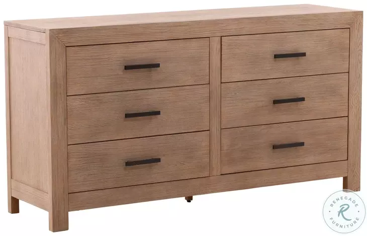 Emmaly Light Warm Wash And Black Handles Dresser