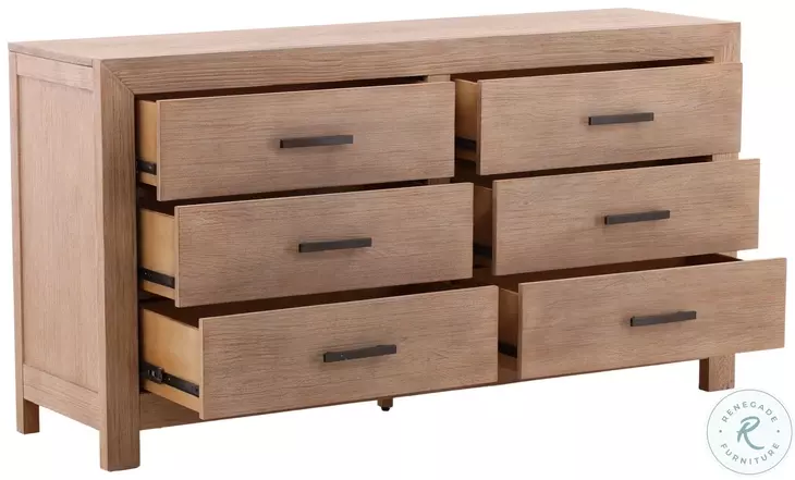 Emmaly Light Warm Wash And Black Handles Dresser