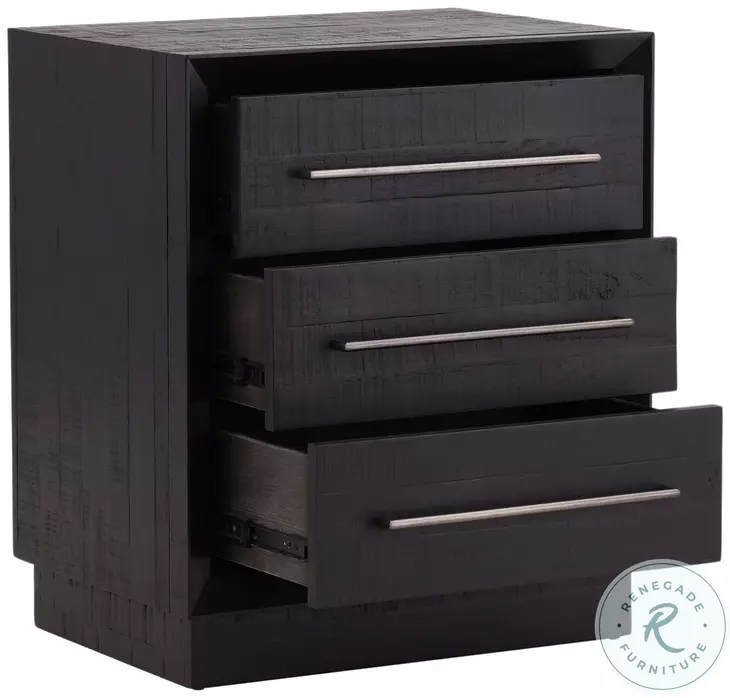Humphrey Black And Antique Nickel Handles Nightstand