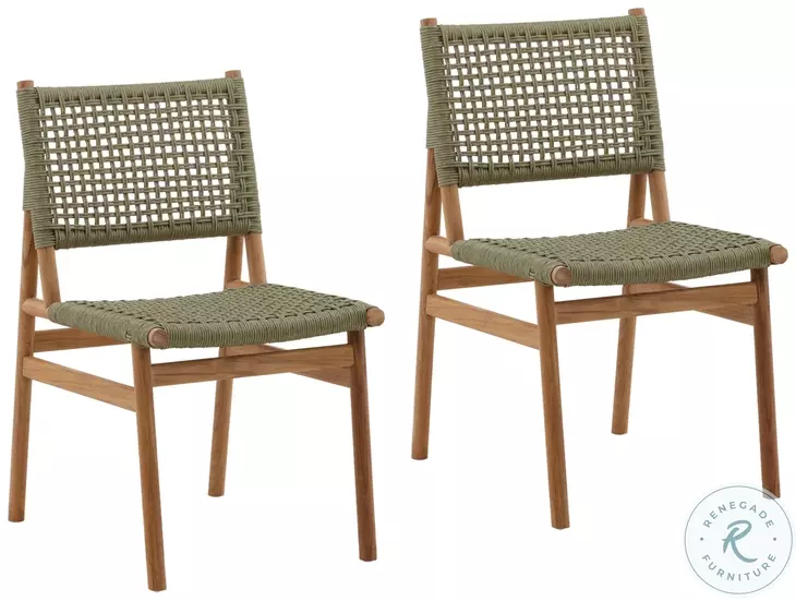 Francisc Green And Natural Outdoor Dining Chair Set of 2