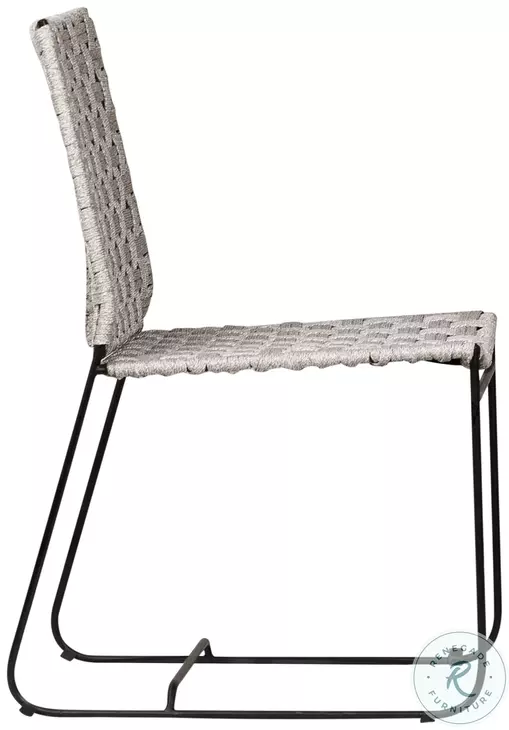 Ezr Grey Rope And Black Powder Coated Outdoor Dining Chair