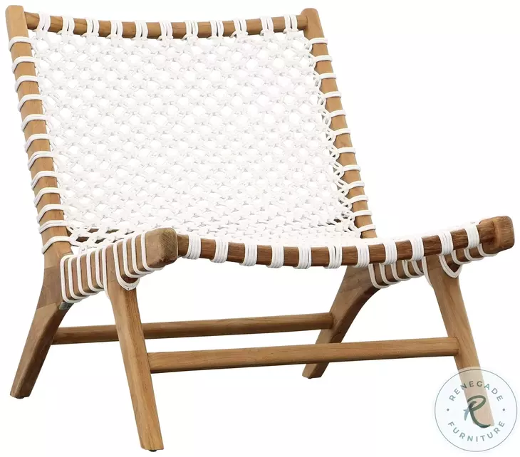 Mari Natural Wood And White Rope Outdoor Occasional Chair