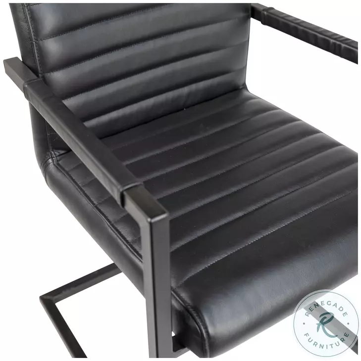 Failo Black Leather And Antique Black Metal Dining Chair
