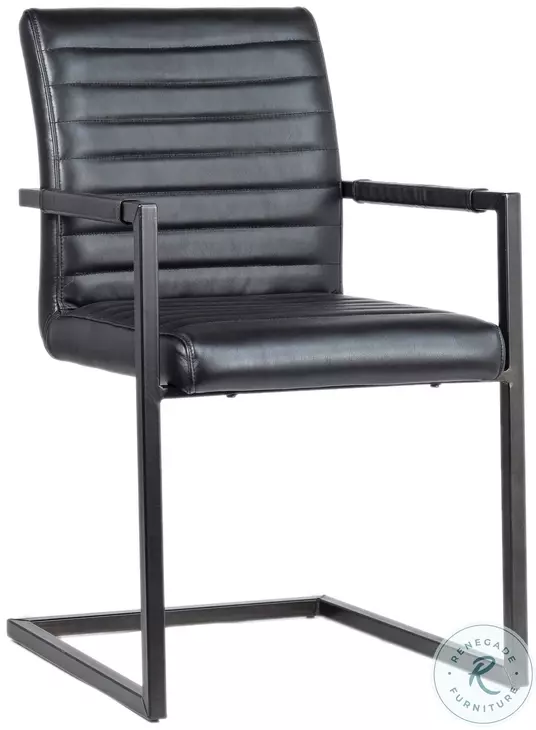 Failo Black Leather And Antique Black Metal Dining Chair