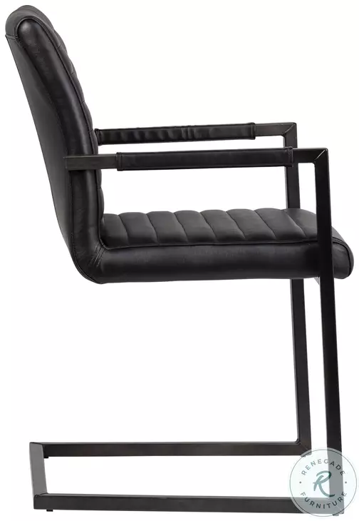 Failo Black Leather And Antique Black Metal Dining Chair