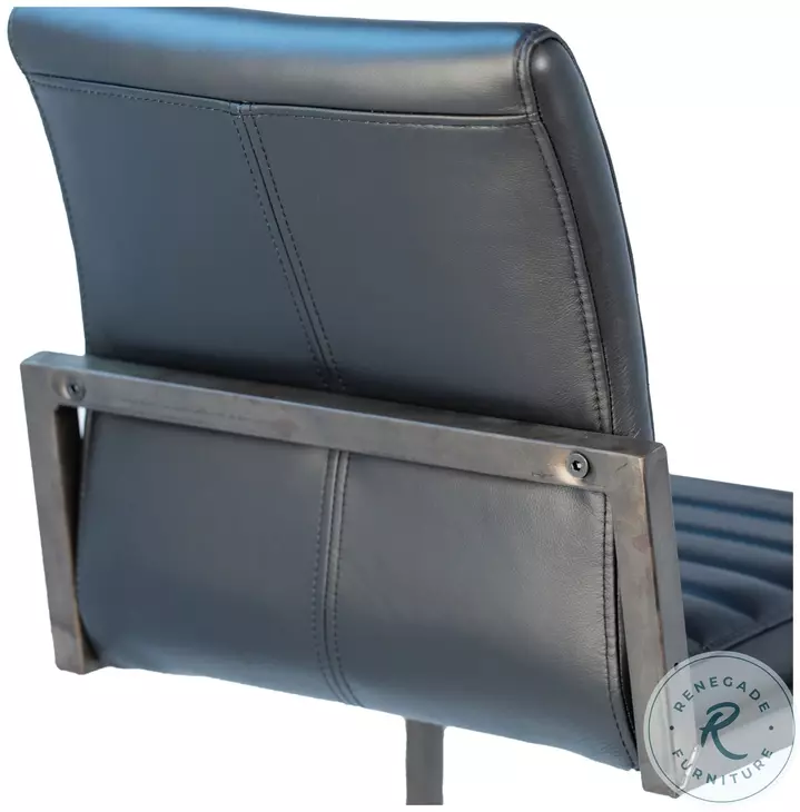 Failo Black Leather And Antique Black Metal Counter Height Stool